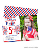 4th July Birthday Invitation with Photo